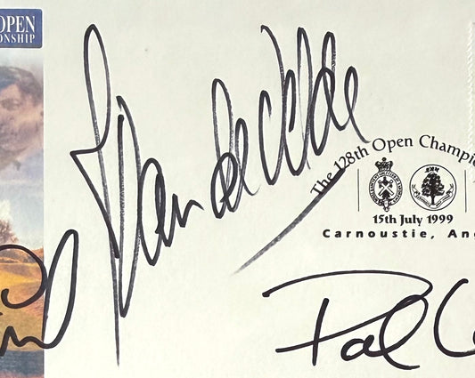 Paul Lawrie, De Velde, Leonard, 1999 'The Open' Hand Signed First Day Cover FDC With COA