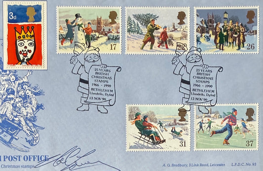 Noel Edmonds, Guaranteed Hand Signed Original 1990 First Day Cover, FDC & COA