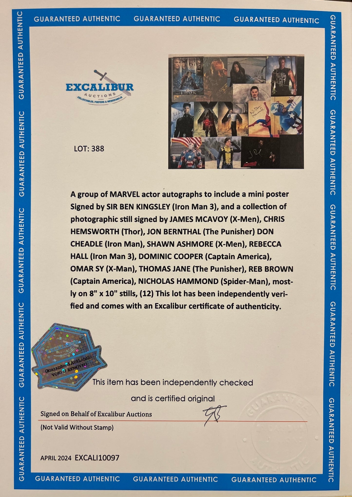 SIR BEN KINGSLEY HAND SIGNED IRON MAN 3 PHOTO WITH COA