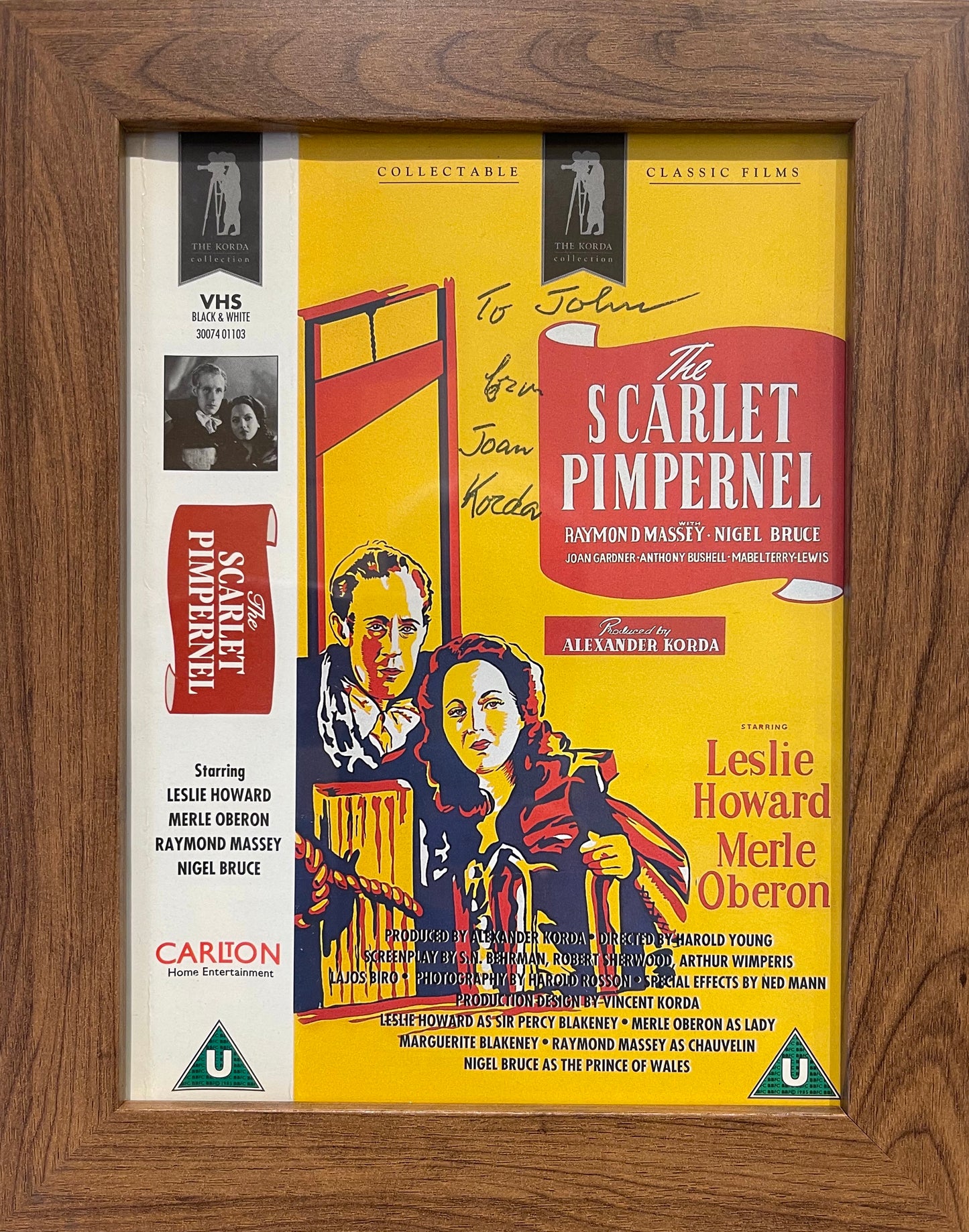 Joan Korda Hand Signed 'Scarlet Pimpernel' Video Cover With COA