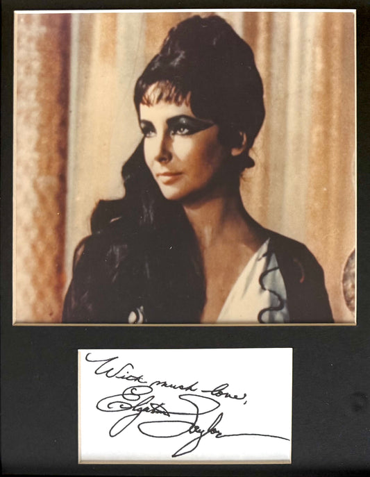 Elizabeth Taylor Genuine Hand Signed Card, With Mounted Photo Presentation & COA