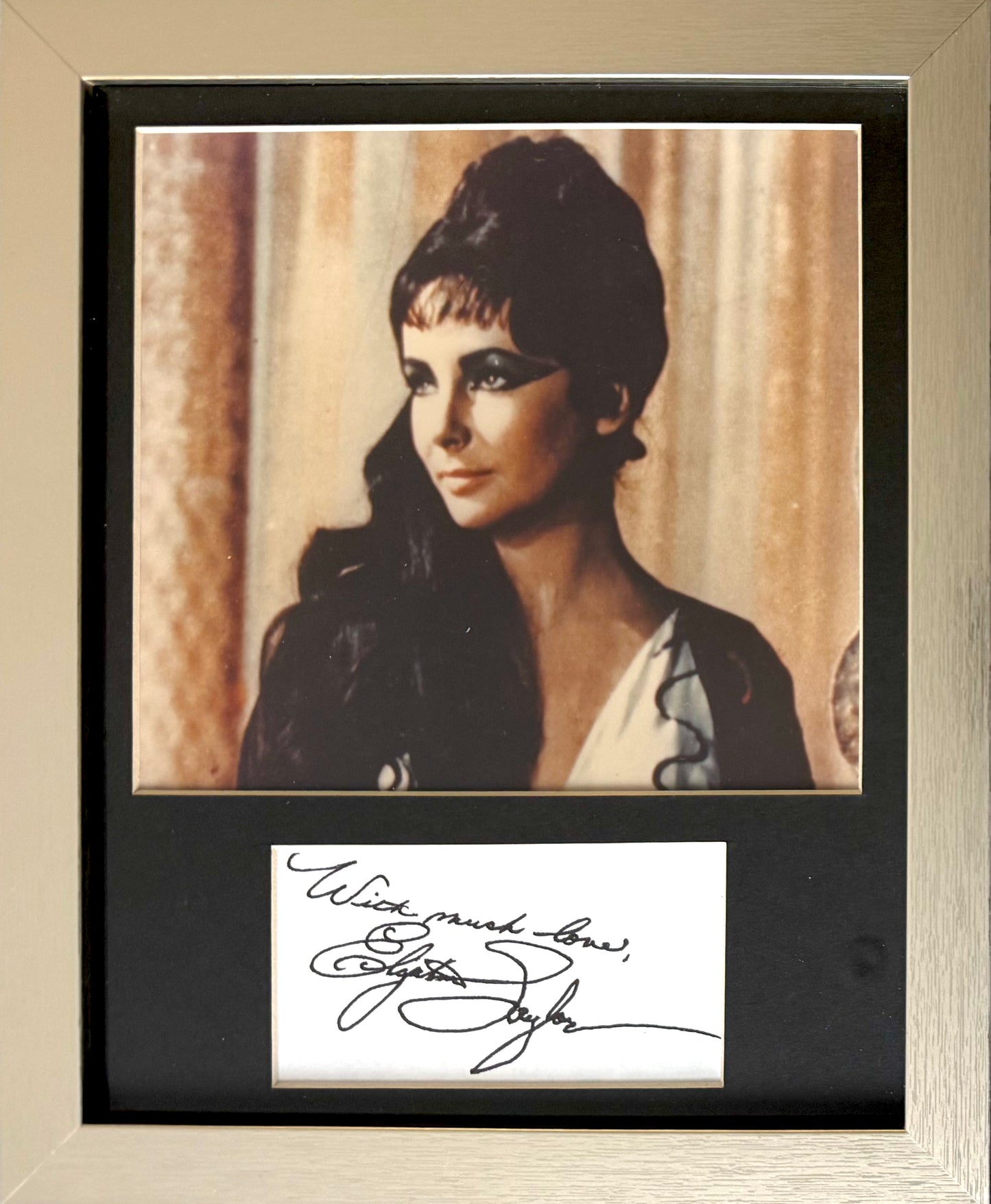 Elizabeth Taylor Genuine Hand Signed Card, With Mounted Photo Presentation & COA