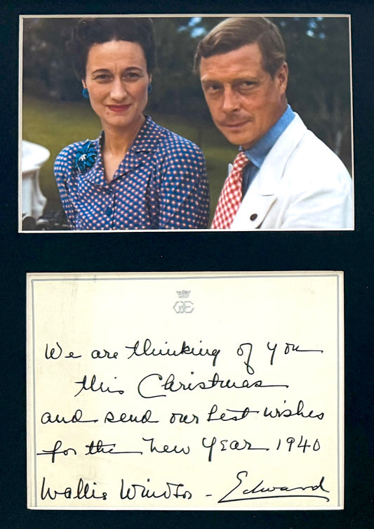 Edward VIII, Wallis Simpson, Dual Hand Signed 1940 Card, Original Photo Presentation & COA