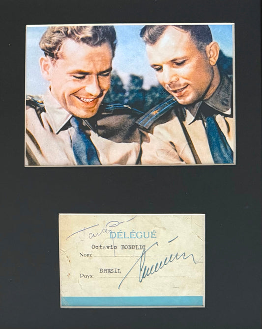 Yuri Gagarin, Gherman Titov, Soviet Cosmonauts, First Man In Space, Hand Signed Card & COA