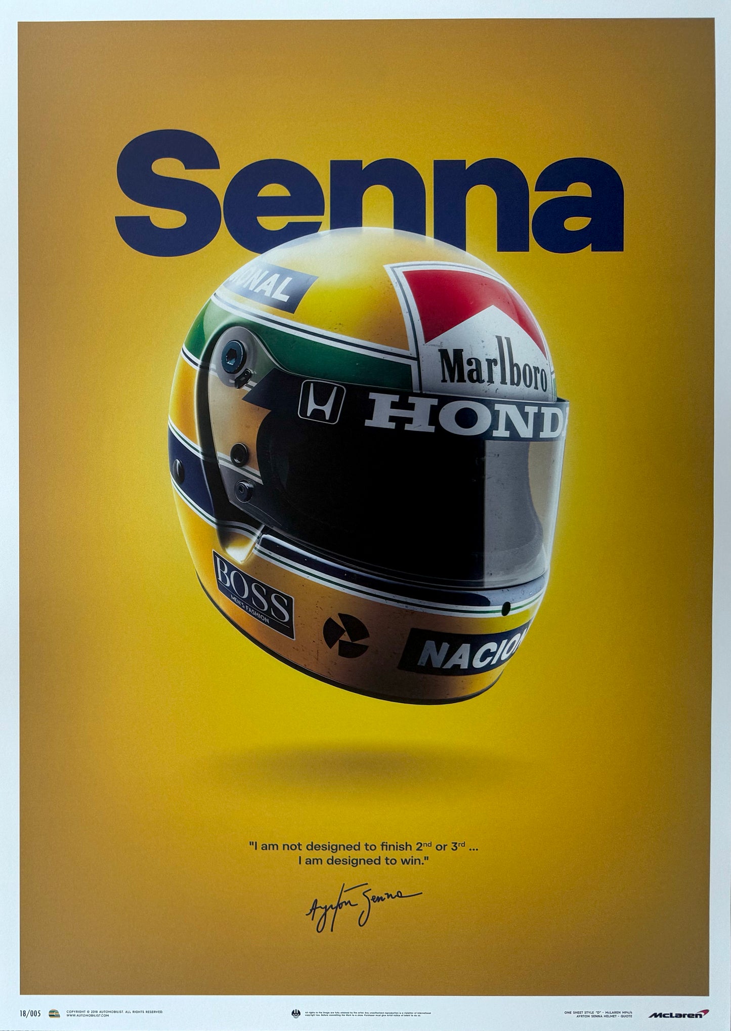 Ayrton Senna, Official McLaren, Formula One, 70cm x 50cm Automobilist Poster
