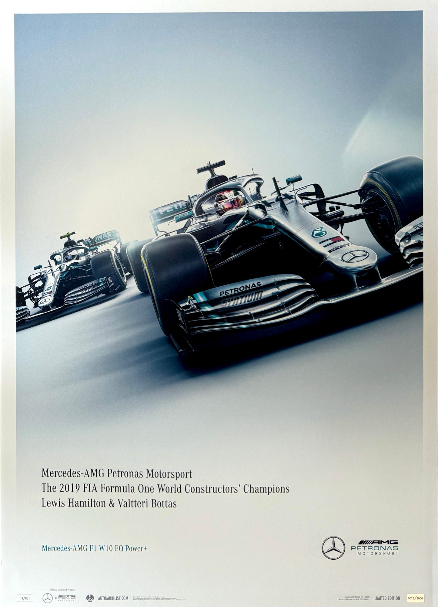 Official Mercedes, 2019 World Champions, Formula One, 70cm x 50cm Automobilist Poster