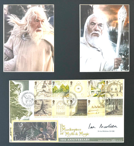 Ian McKellen, Gandalf, Hand Signed Framed, Mounted Original 'Myth & Magic' FDC & COA