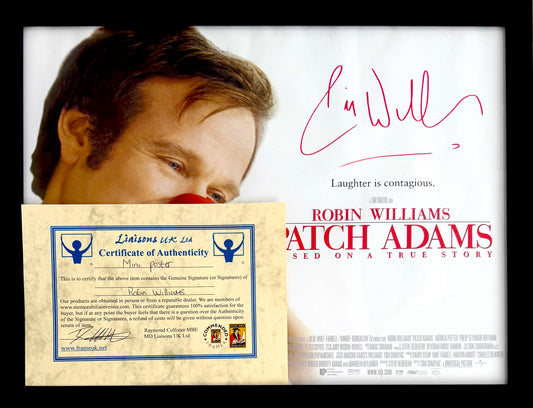 Robin Williams, Comedian, Actor, Hand Signed Framed 'Patch Adams' Mini Poster & COA