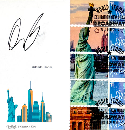 Orlando Bloom Hand Signed 'New York World Stamp Show' First Day Cover, FDC, With COA