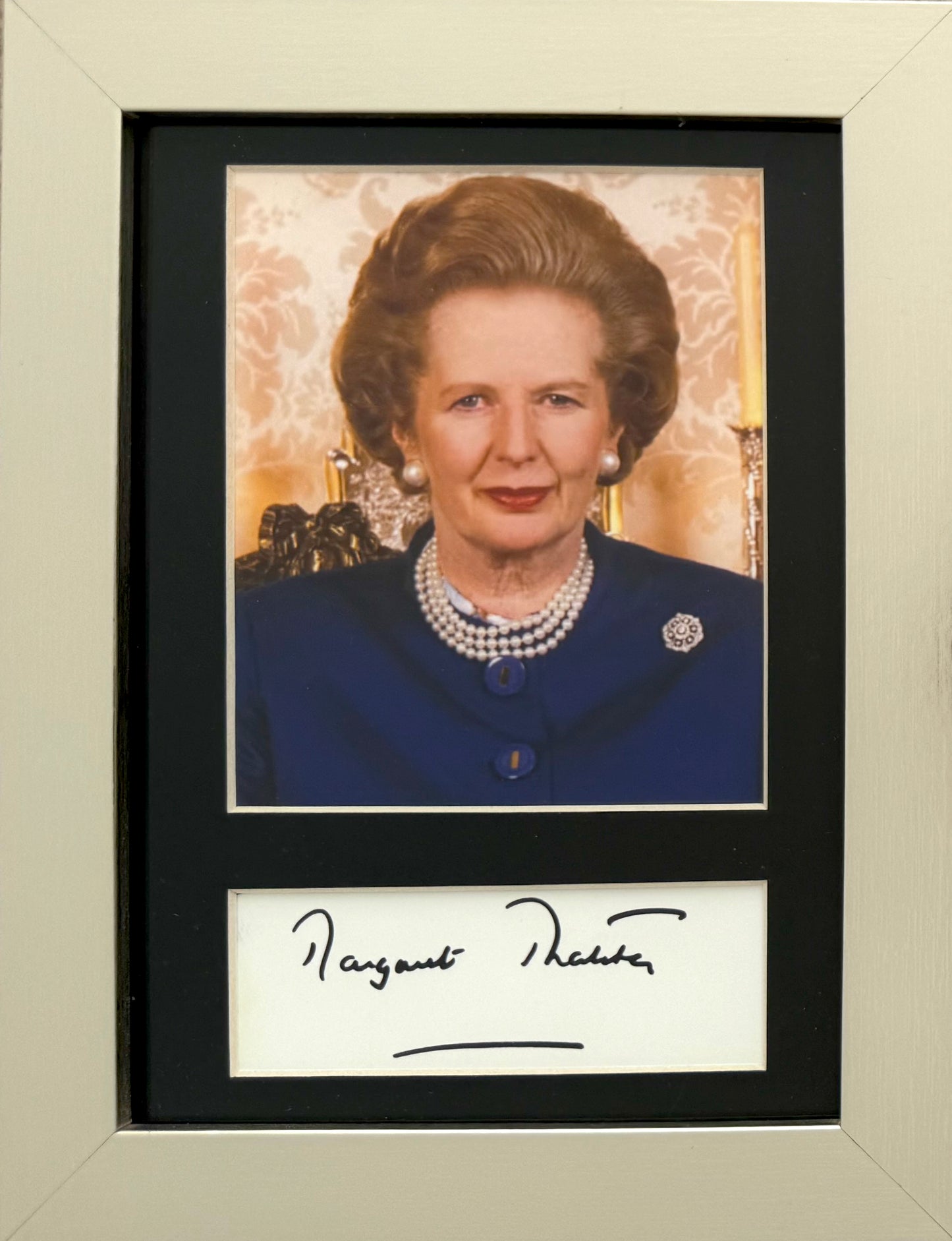 Margaret Thatcher British Prime Minister Hand Signed Card, Photo Presentation & COA
