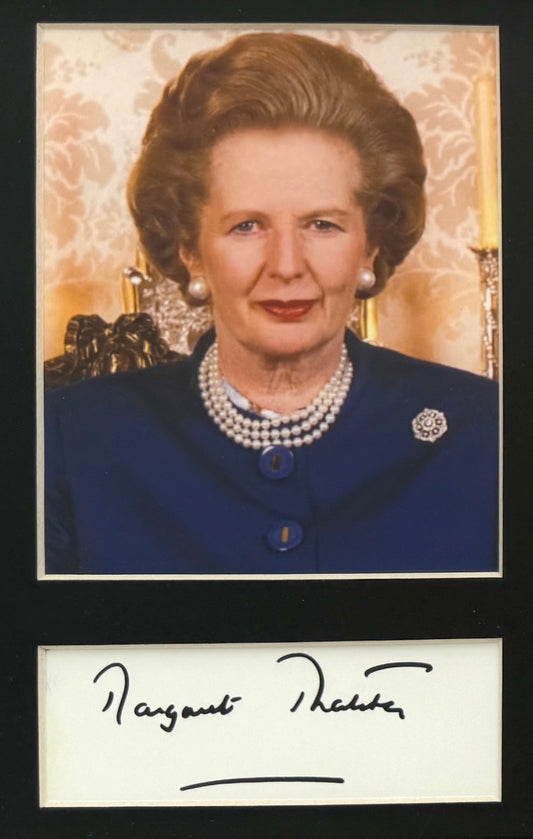 Margaret Thatcher British Prime Minister Hand Signed Card, Photo Presentation & COA