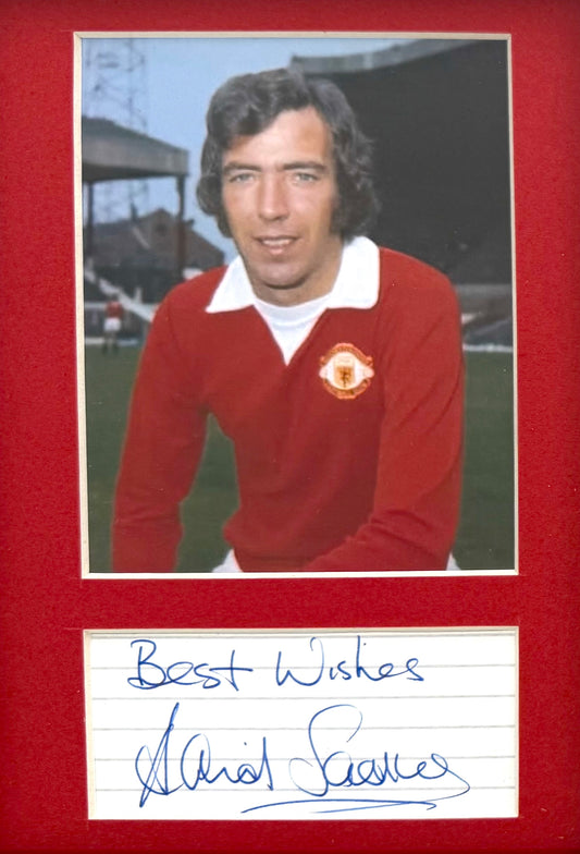 David Sadler, Manchester United, Hand Signed Mounted Card Presentation, 15cm x 10cm & COA