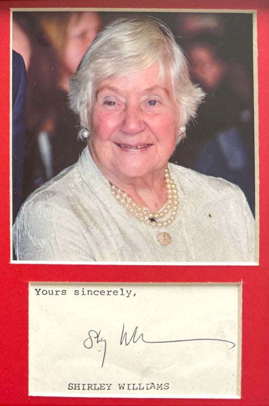 Shirley Williams, Labour, SDP, Lib Dems Politician, Hand Signed Card, With Photo & COA