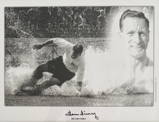 Tom Finney, PNE England Legend, Hand Signed Framed Photo & AFTAL COA