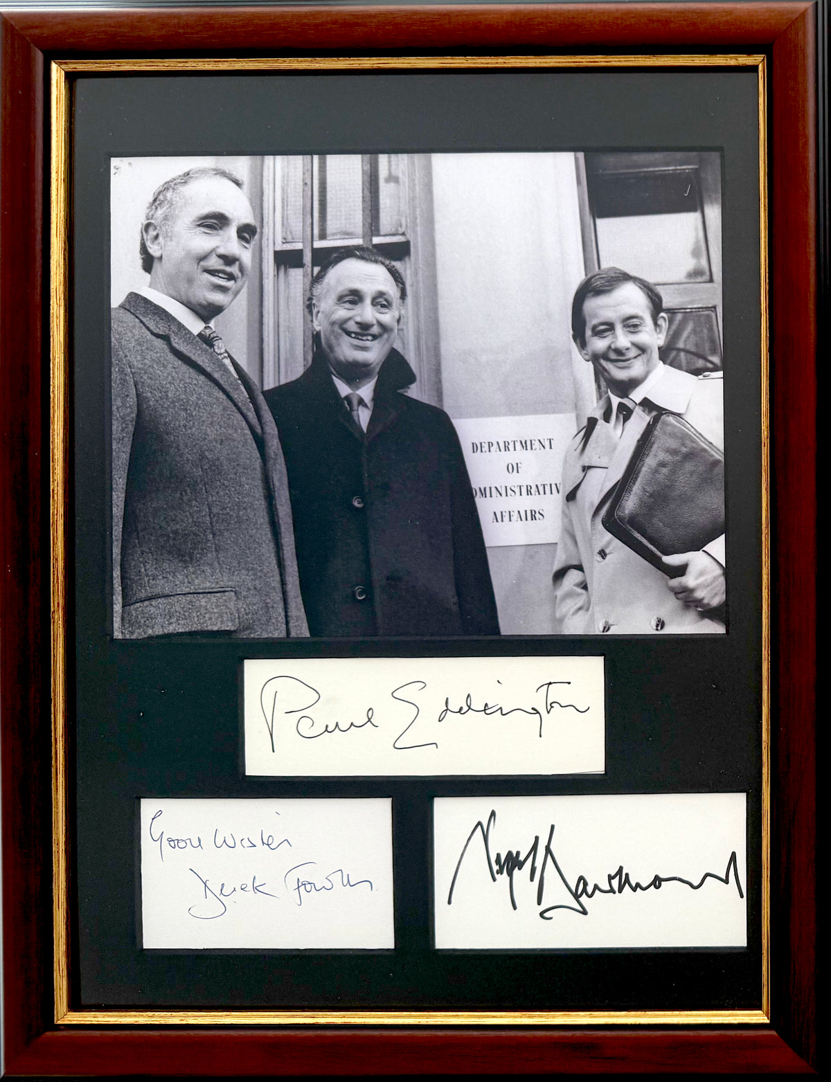 Yes Minister, Full Cast Hand Signed Card Presentation & UACC COA