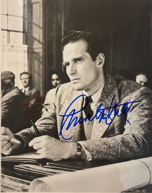 CHARLTON HESTON FAMOUS ACTOR HAND SIGNED FILM PHOTO WITH COA