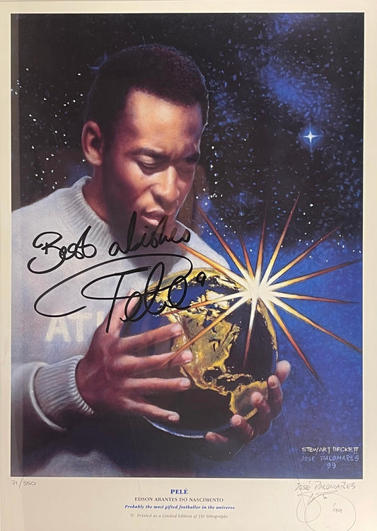 Pele - Hand Signed Large Framed 23' inch x 18' inch Limited Edition Print & COA