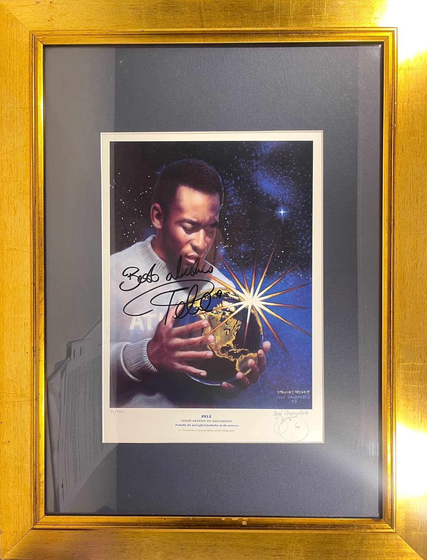 Pele - Hand Signed Large Framed 23' inch x 18' inch Limited Edition Print & COA