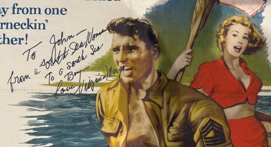 South Sea Woman Original Cinema Film Poster Hand Signed By Virgina Mayo & COA