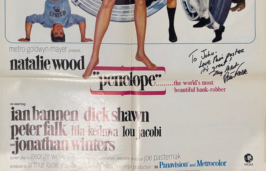 Penelope, Original 1966 MGM Cinema Film Poster Hand Signed By Peter Falk & COA