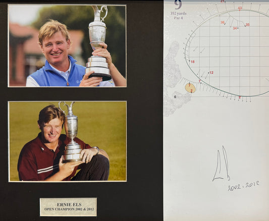 Ernie Els Hand Signed 144th 'The Open' Original Yardage Page 40cm x 30cm Framed With COA