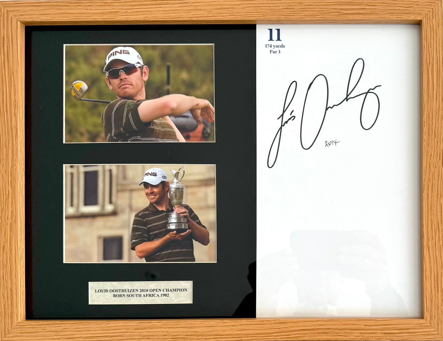 Louis Oosthuizen Hand Signed 144th 'The Open' Original Yardage Page 40cm x 30cm Framed With COA