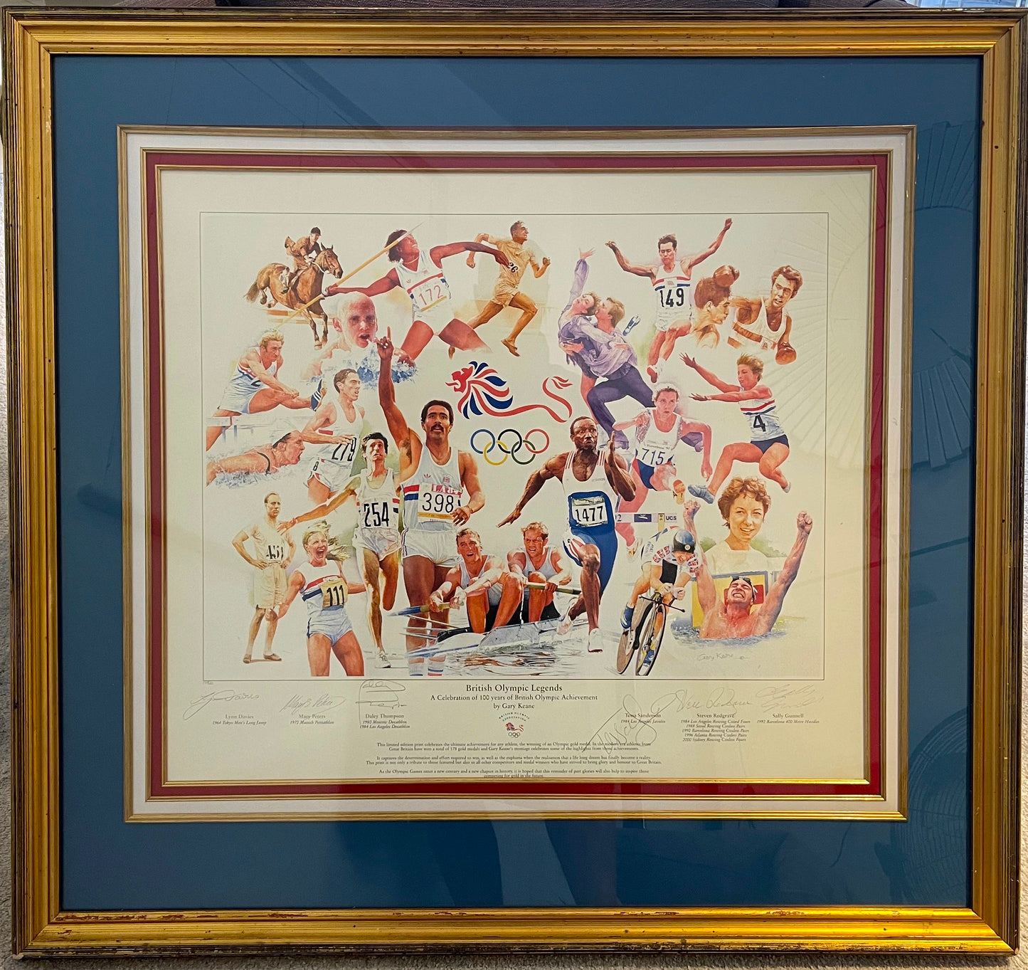 OLYMPIC LEGENDS MULTI-SIGNED CHAMPIONS LIMITED EDITION LARGE FRAMED PRINT WITH COA