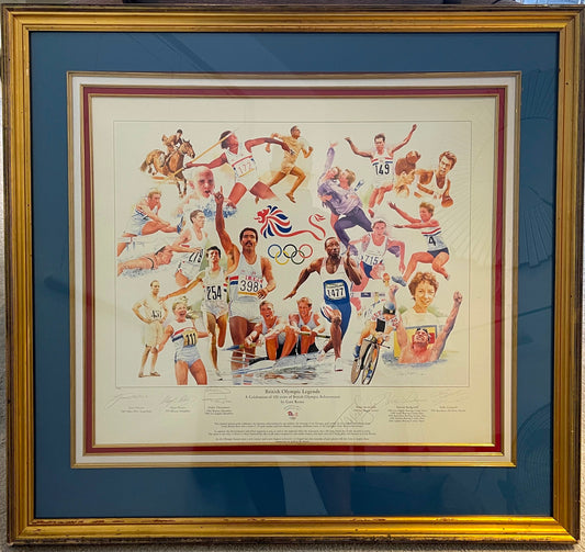 OLYMPIC LEGENDS MULTI-SIGNED CHAMPIONS LIMITED EDITION LARGE FRAMED PRINT WITH COA