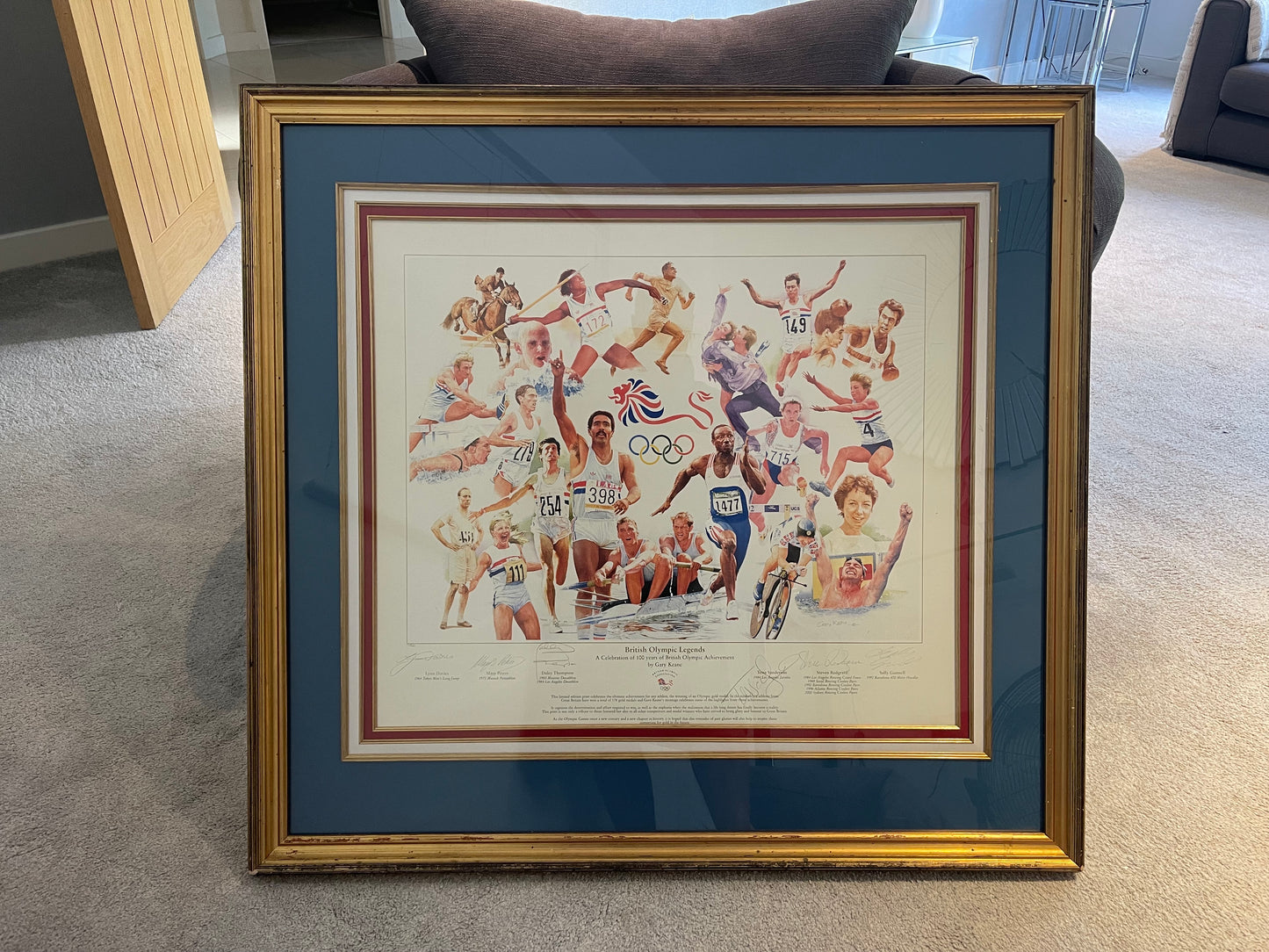 OLYMPIC LEGENDS MULTI-SIGNED CHAMPIONS LIMITED EDITION LARGE FRAMED PRINT WITH COA