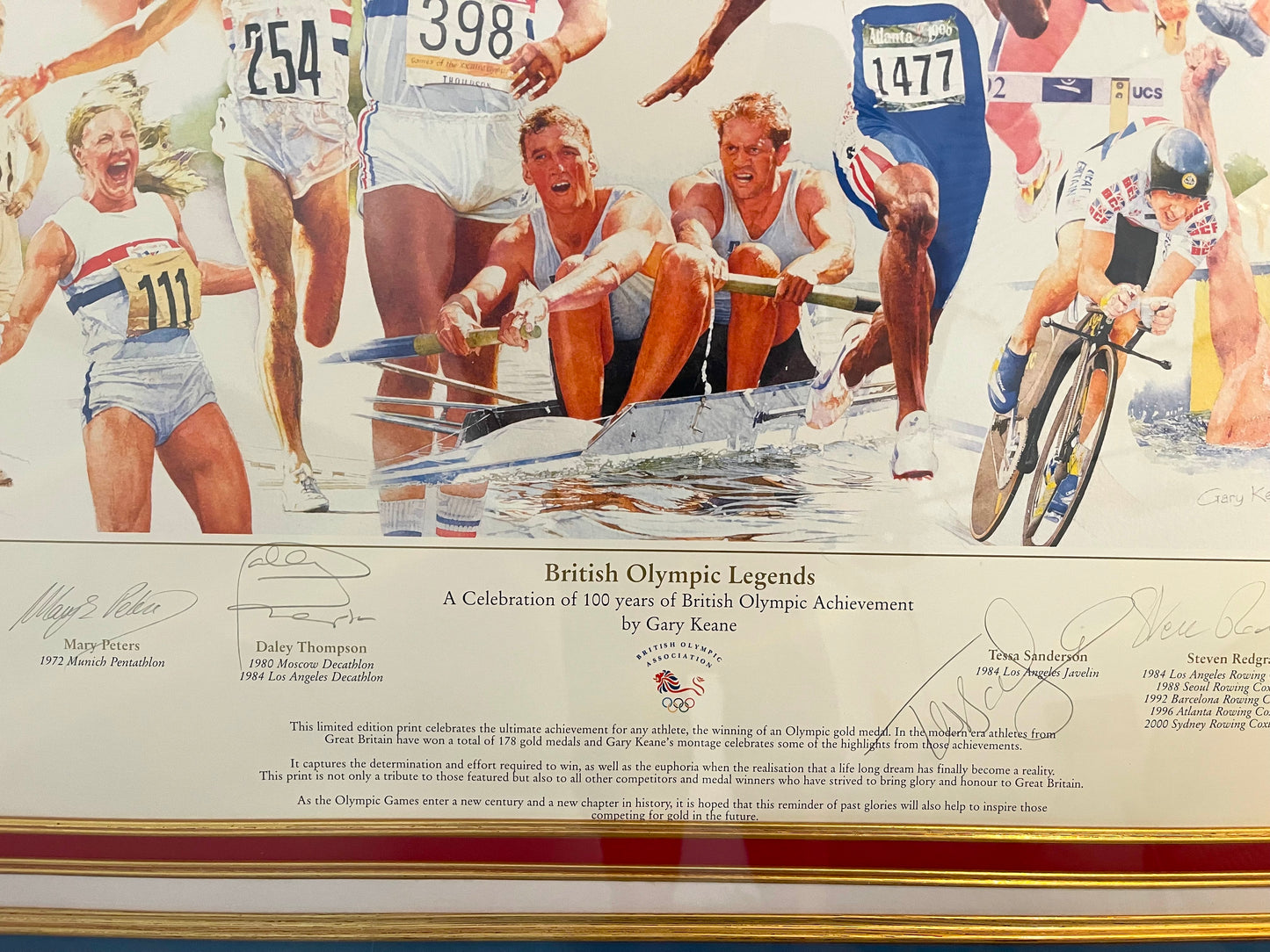 OLYMPIC LEGENDS MULTI-SIGNED CHAMPIONS LIMITED EDITION LARGE FRAMED PRINT WITH COA