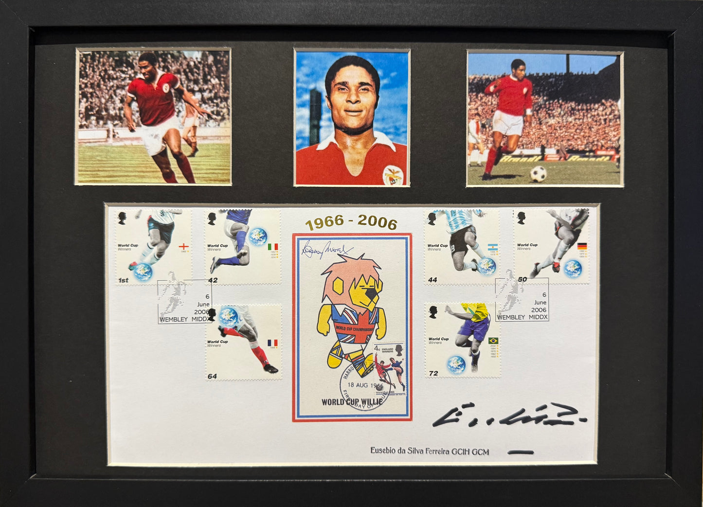 Eusebio, Benfica, Portugal Legend, Stunning Hand Signed FDC Presentation With COA