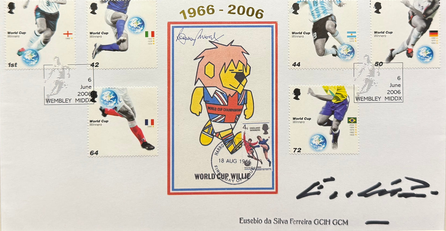 Eusebio, Benfica, Portugal Legend, Stunning Hand Signed FDC Presentation With COA