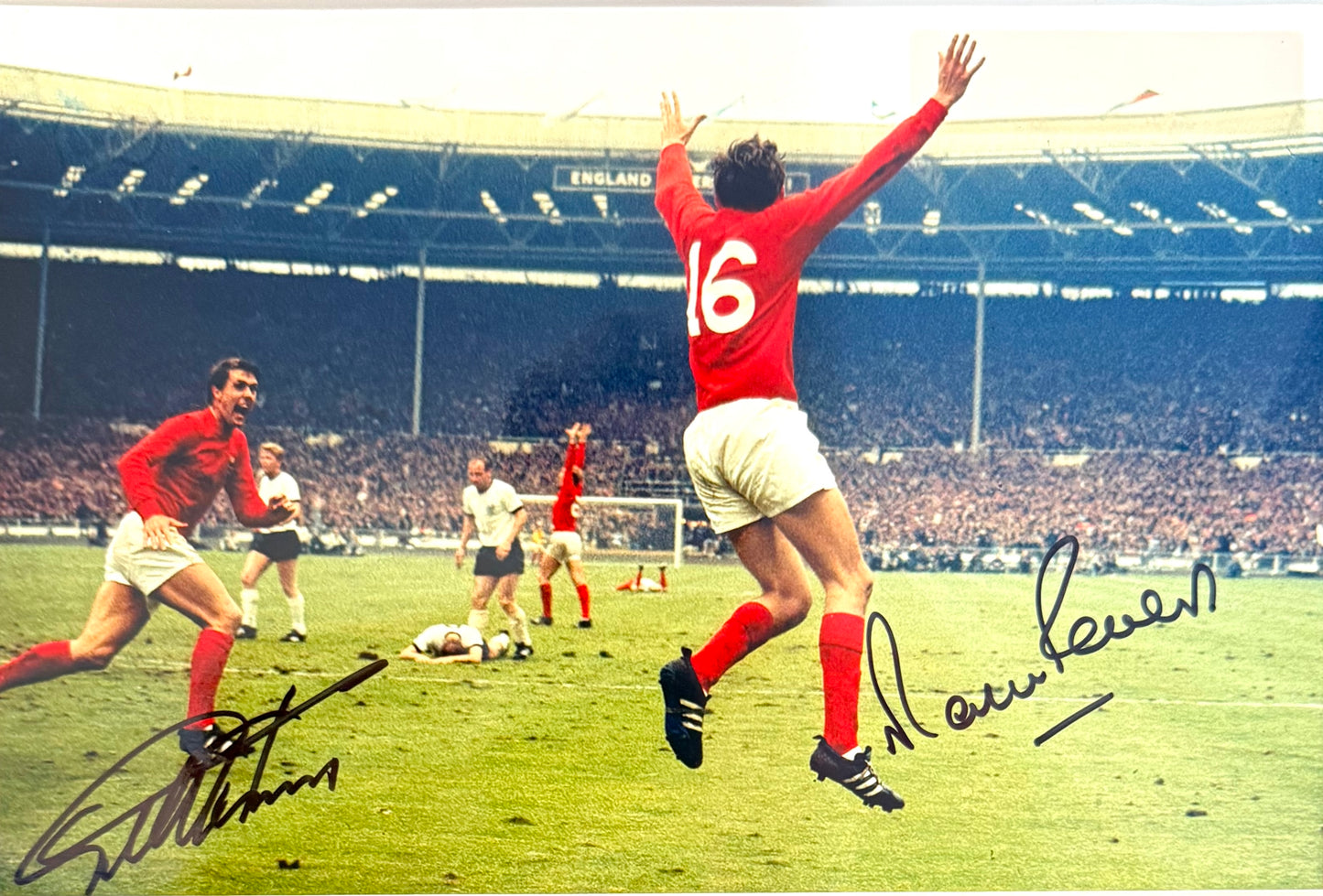 Geoff Hurst, Martin Peters, England, WHU Legends, Hand Signed Photo With AFTAL COA