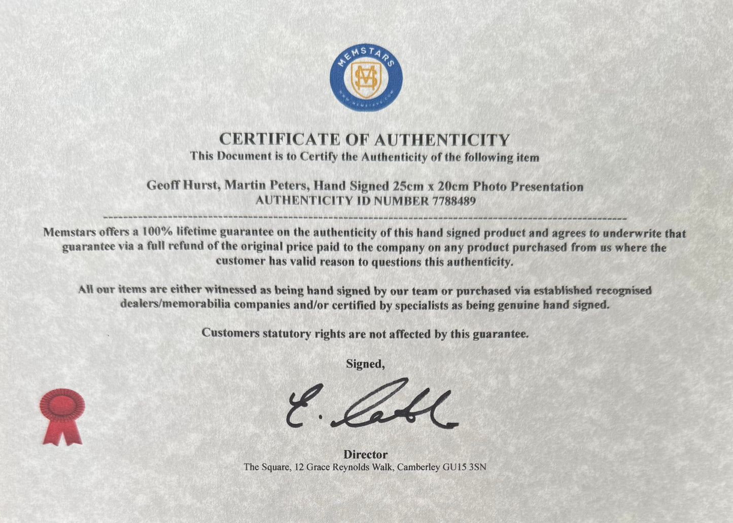 Geoff Hurst, Martin Peters, England, WHU Legends, Hand Signed Photo With AFTAL COA