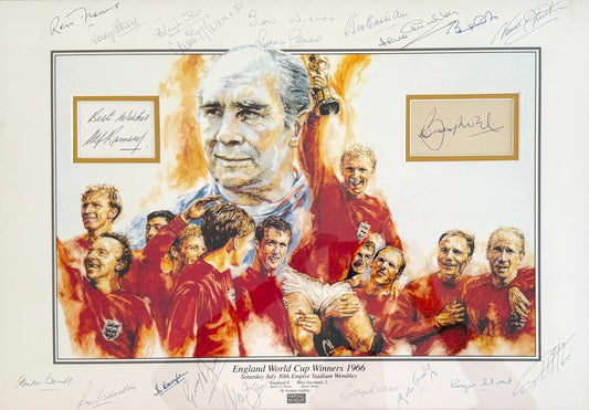 England 1966 SUPER RARE Full Squad (23) Hand Signed Photo Presentation with COA