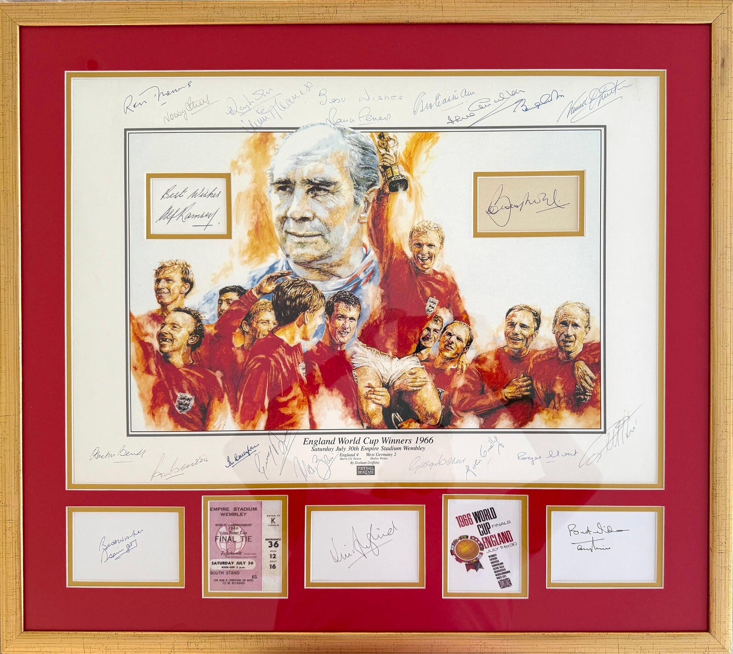 England 1966 SUPER RARE Full Squad (23) Hand Signed Photo Presentation with COA