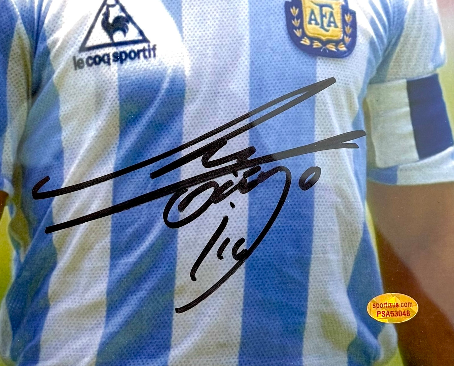 Diego Maradona, Hand Signed Framed 45cm x 35cm Original Photo With 'Sportizus' COA