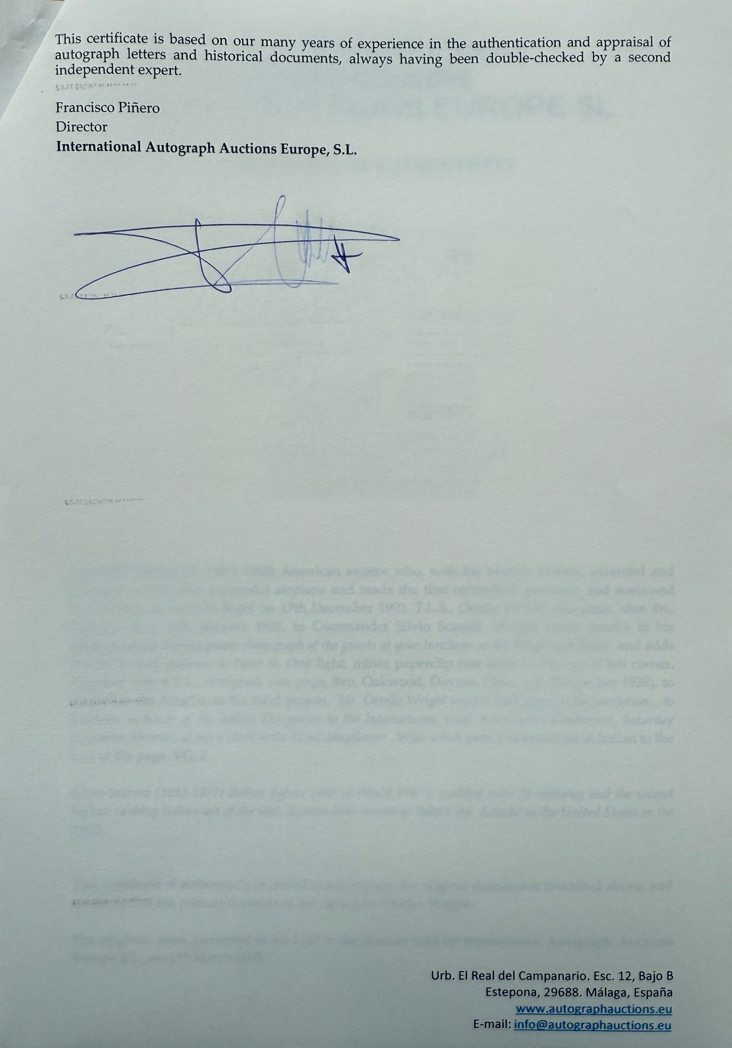 Orville Wright, The 'Wright Brothers' Aviators, Hand Signed Letter With COA