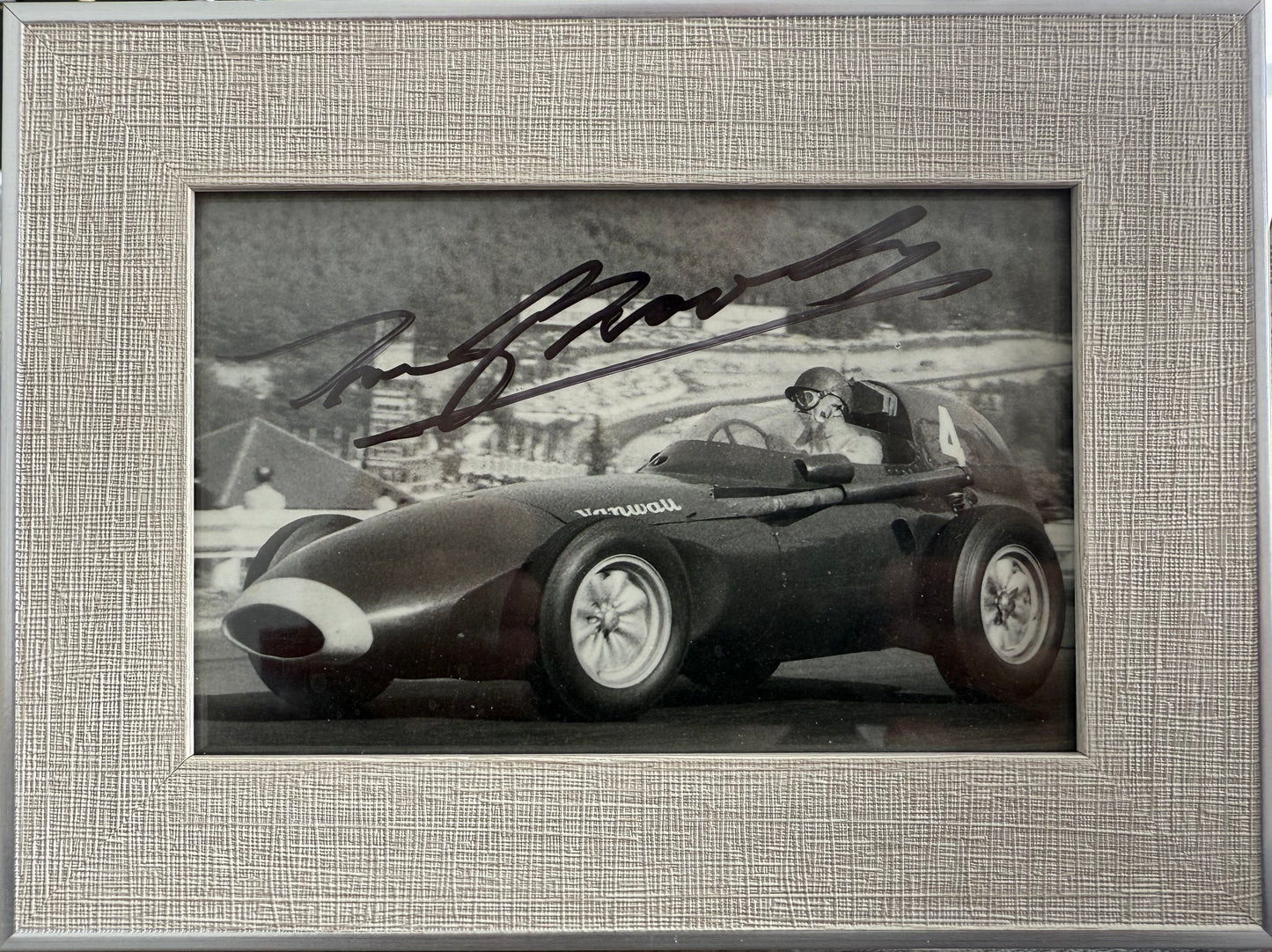 Tony Brooks, Iconic F1 Driver Framed (8'' x 6' inch) Hand Signed Photo Presentation, AFTAL Member COA