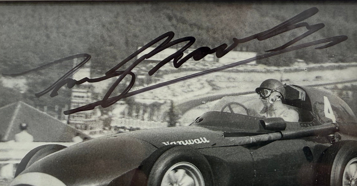 Tony Brooks, Iconic F1 Driver Framed (8'' x 6' inch) Hand Signed Photo Presentation, AFTAL Member COA