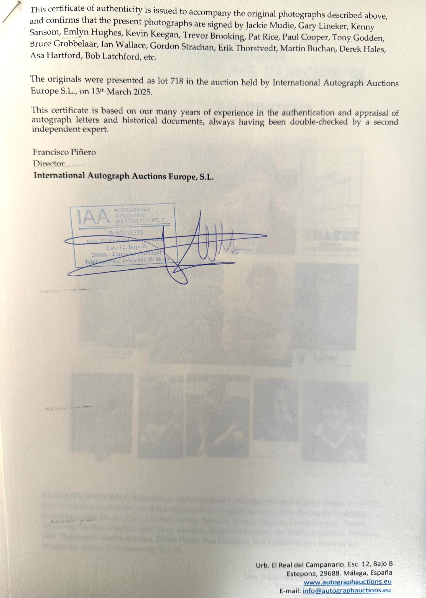 Jack Mudie, Blackpool Legend, Hand Signed Postcard Photo With COA