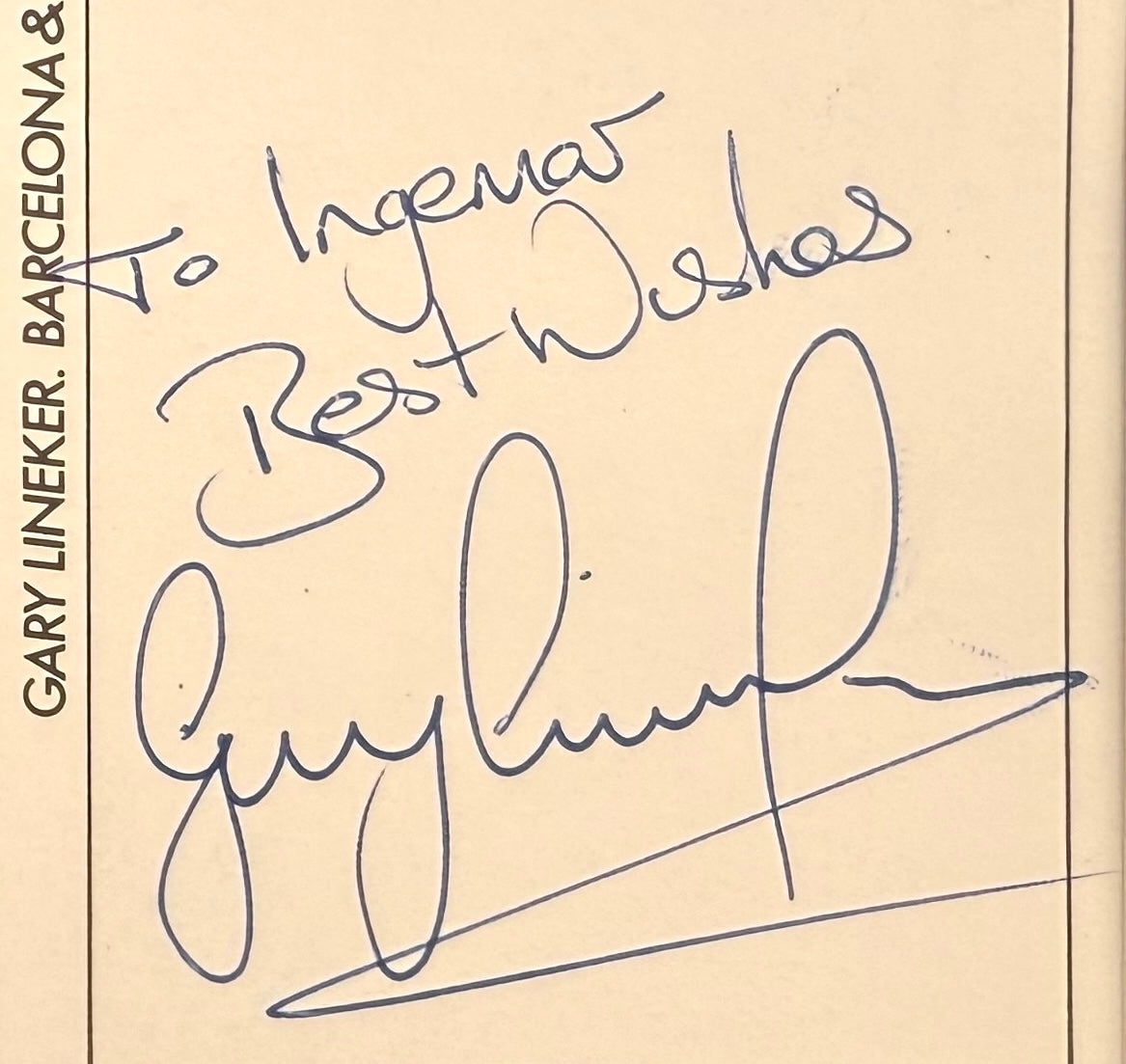 Gary Lineker Hand Signed Barcelona Publicity Photo With COA