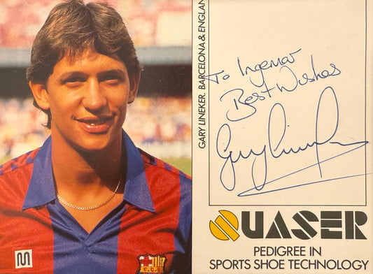 Gary Lineker Hand Signed Barcelona Publicity Photo With COA