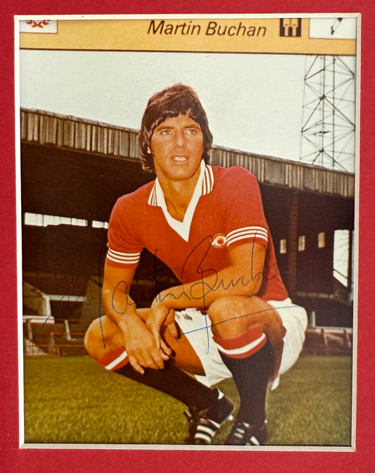 Martin Buchan, Manchester United Legend, Hand Signed Photo Card With COA