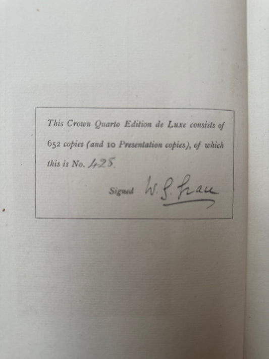 W.G Grace Guaranteed Hand Signed Limited Edition ‘Cricket’ Book With COA