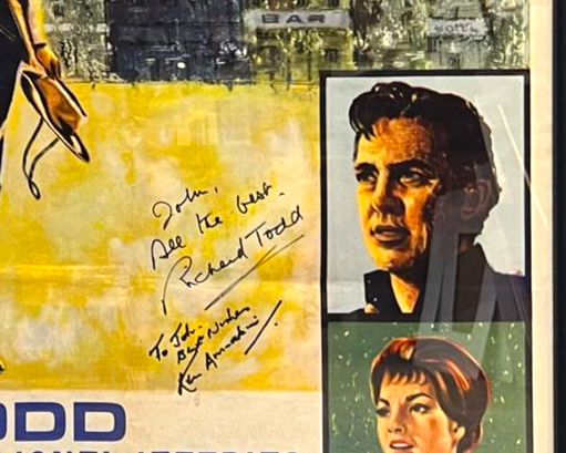 'HELLIONS' HAND SIGNED BY RICHARD TODD ORIGINAL CINEMA POSTER WITH COA