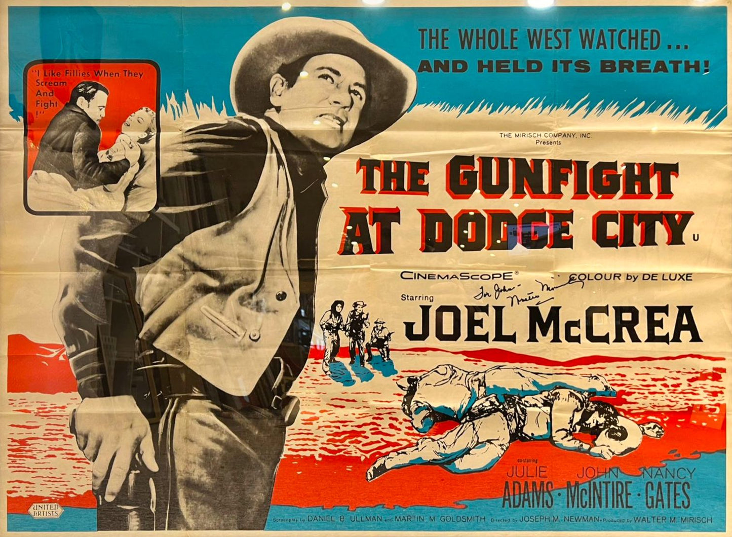 'THE GUNFIGHT AT DODGE CITY' HAND SIGNED ORIGINAL CINEMA POSTER WITH COA