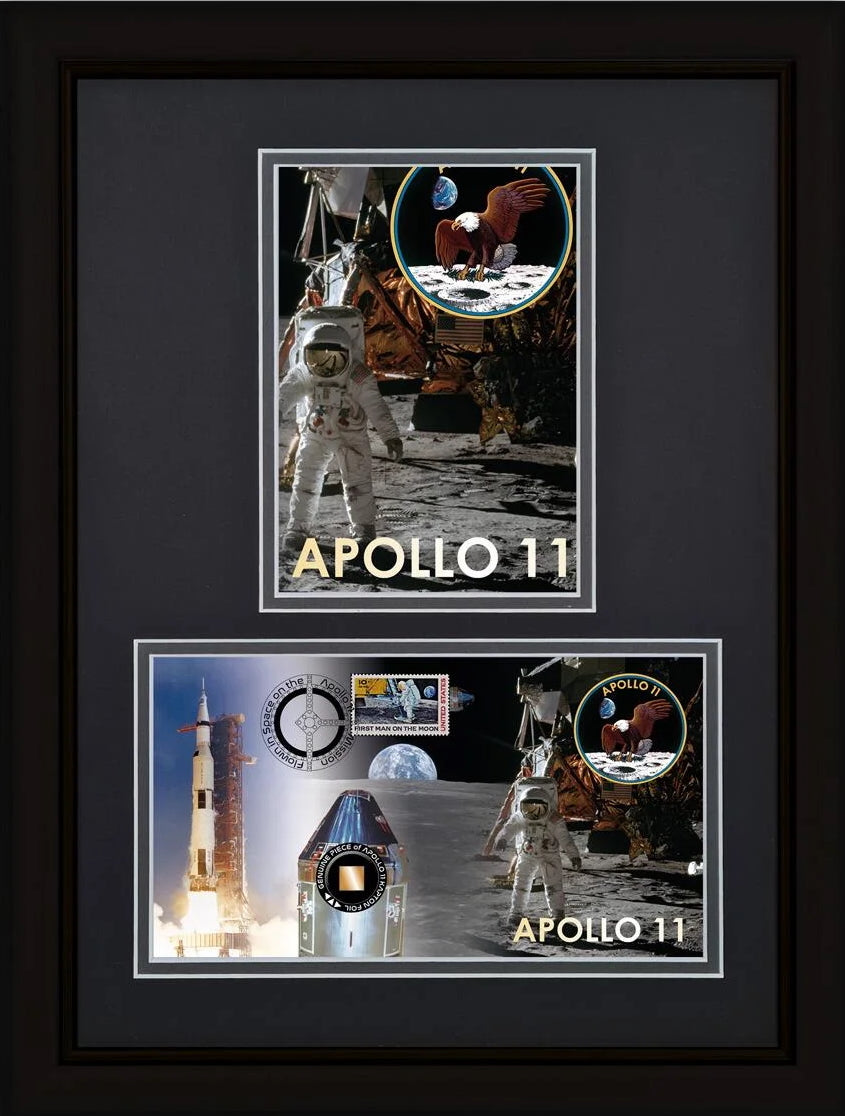 Apollo 11, An Actual Piece Of Flown Kapton Foil Mission Relic Framed FDC, John Reznikoff COA & Authenticated