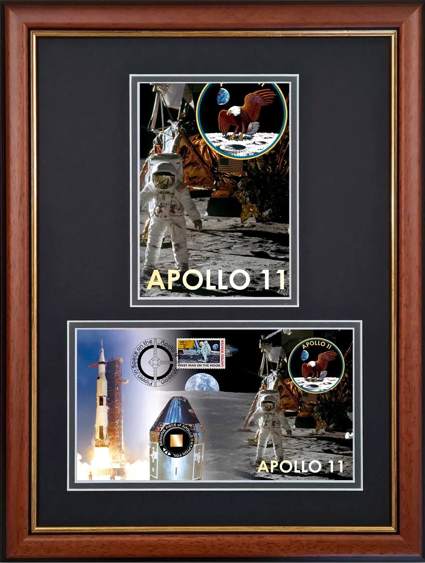 Apollo 11, An Actual Flown Piece Of The Apollo 11 Professionally Framed Kapton Foil Relic Presentation & COA