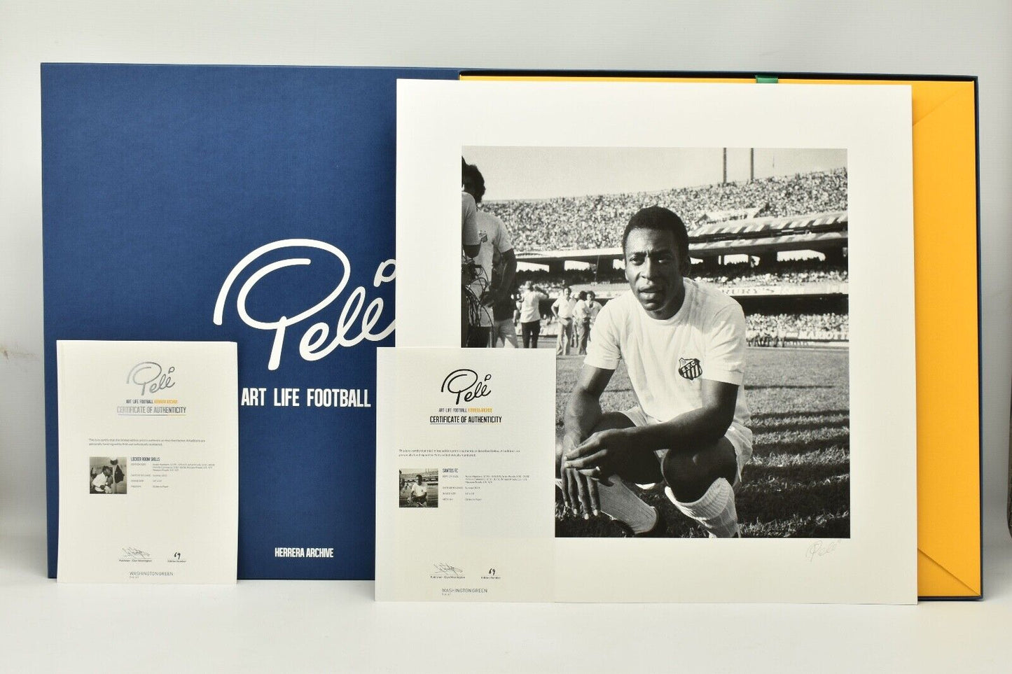 PELE VERY LIMITED EDITION 8 INDIVIDUAL HAND SIGNED PHOTO/PRINT COLLECTION